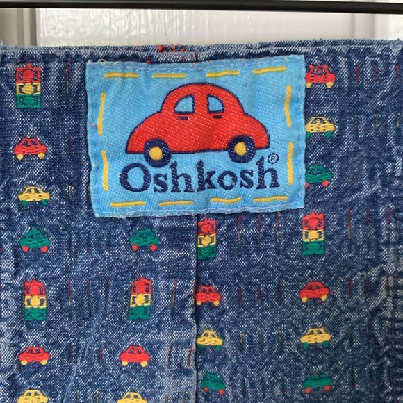 Oshkosh Toddler 18 Months Car Print Denim Jeans Pants Vintage 90s Boy Girl - Picture 2 of 7